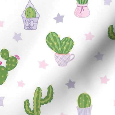 Colorful Cacti Tea Party Pattern