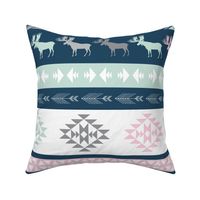 Southwest Horizon - Zones in Spearmint, Pink, Navy and Grey