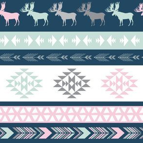 Southwest Horizon - Zones in Spearmint, Pink, Navy and Grey