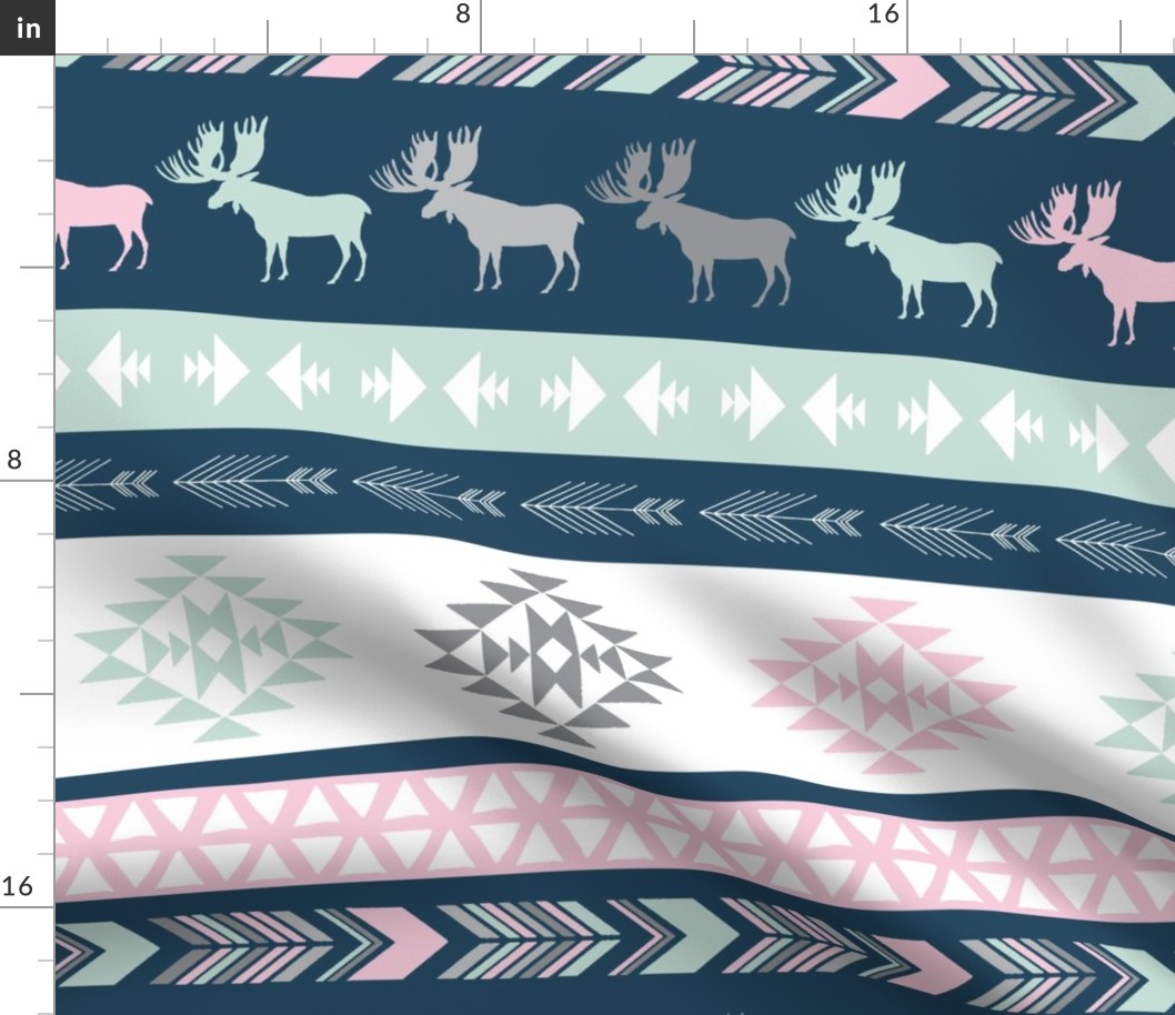 Southwest Horizon - Zones in Spearmint, Pink, Navy and Grey