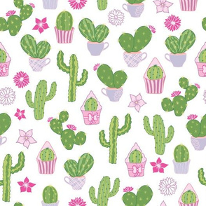 Cacti Tea Party Green And Pink Pattern