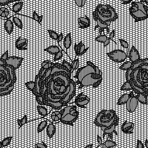 Lace Roses Fabric, Wallpaper and Home Decor