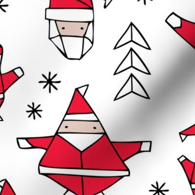 Origami decoration stars seasonal geometric december holiday and santa claus print design red black and white JUMBO