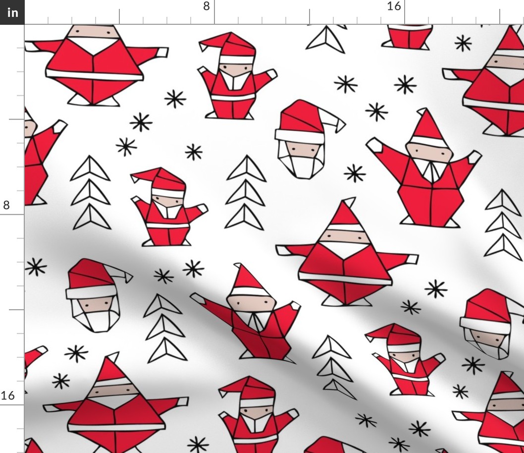 Origami decoration stars seasonal geometric december holiday and santa claus print design red black and white JUMBO