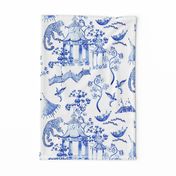 Hand Painted Watercolor Chinoiserie  - Blue