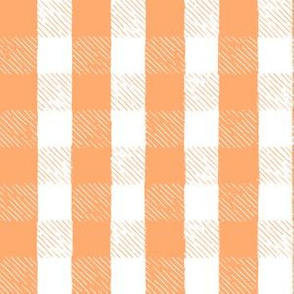 Tangerine + White Inky Gingham // Hand Drawn Details // Sing for Your Supper Modern Farmhouse Collection (Autumn Edition)