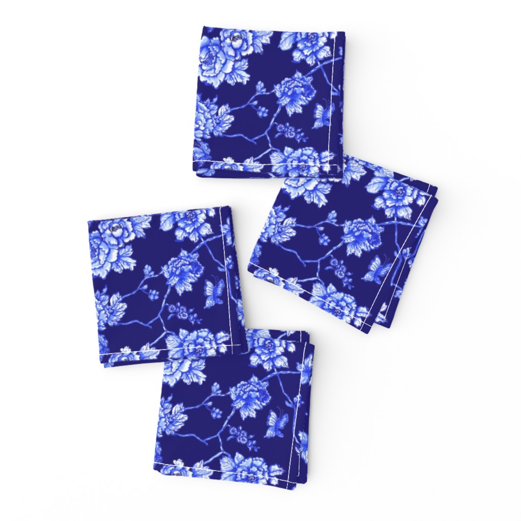 chinoiserie floral on navy small scale