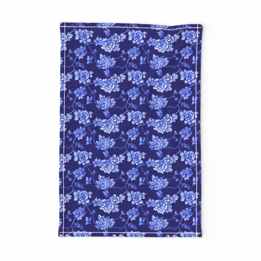 chinoiserie floral on navy small scale