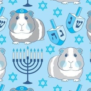 large Hanukkah guinea pigs-on-blue