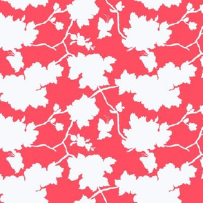 chinoiserie floral silhouette coral