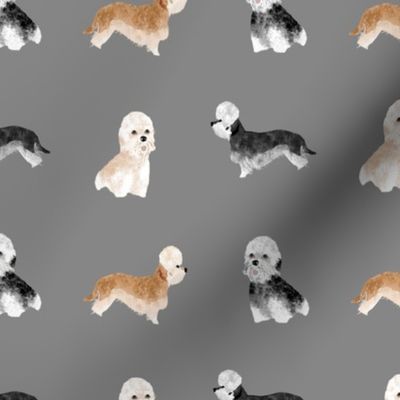 dandie dinmont terrier fabric - dandie dinmont dog fabric, cute dog fabric, dog  breed fabric, dog breed wallpaper, dandie dinmont gift wrap - grey