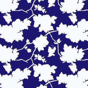 chinoiserie floral silhouette navy
