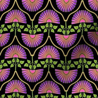 Carnation Pattern Black Purple