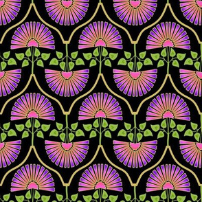 Carnation Pattern Black Purple