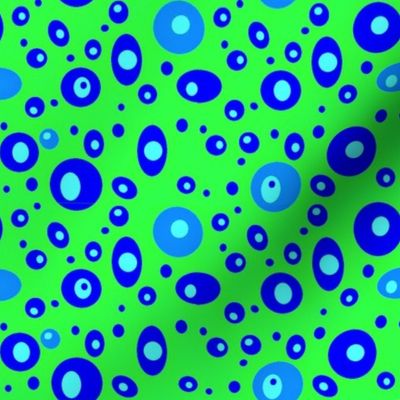 blue circles on green background