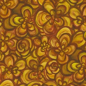 Painterly Floral Amber Yellow large scale