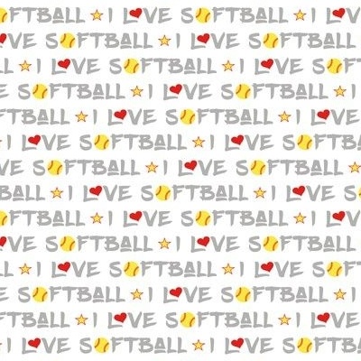 I Love Softball Fabric, Wallpaper and Home Decor