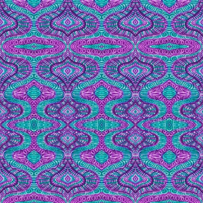 Tribal Ogee Batik Dark Magenta Teal Green