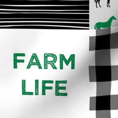 farm life - wholecloth green, custom yellow, and black - woodgrain custom cows C18BS