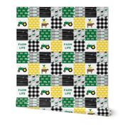 farm life - wholecloth green, custom yellow, and black - woodgrain custom cows C18BS