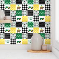 farm life - wholecloth green, custom yellow, and black - woodgrain custom cows C18BS