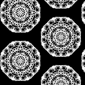 Loopy Lace Doileys of White on Black