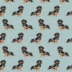dapple dachshund fabric, dachshund fabric, dog fabric, doxie fabric, dapple doxie fabric, cute dog fabric, dog fabric by the yard - blue