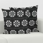 Fishnet Patchwork Stars in Black and White- Large Scale