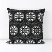 Fishnet Patchwork Stars in Black and White- Large Scale