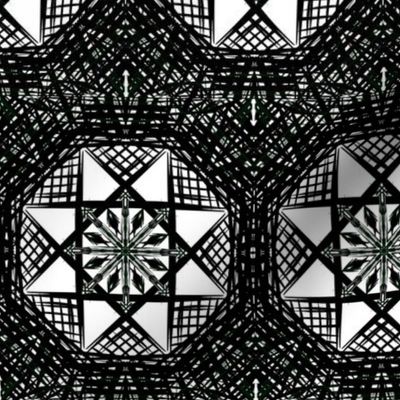 Fishnet Patchwork Stars in Black and White- Large Scale