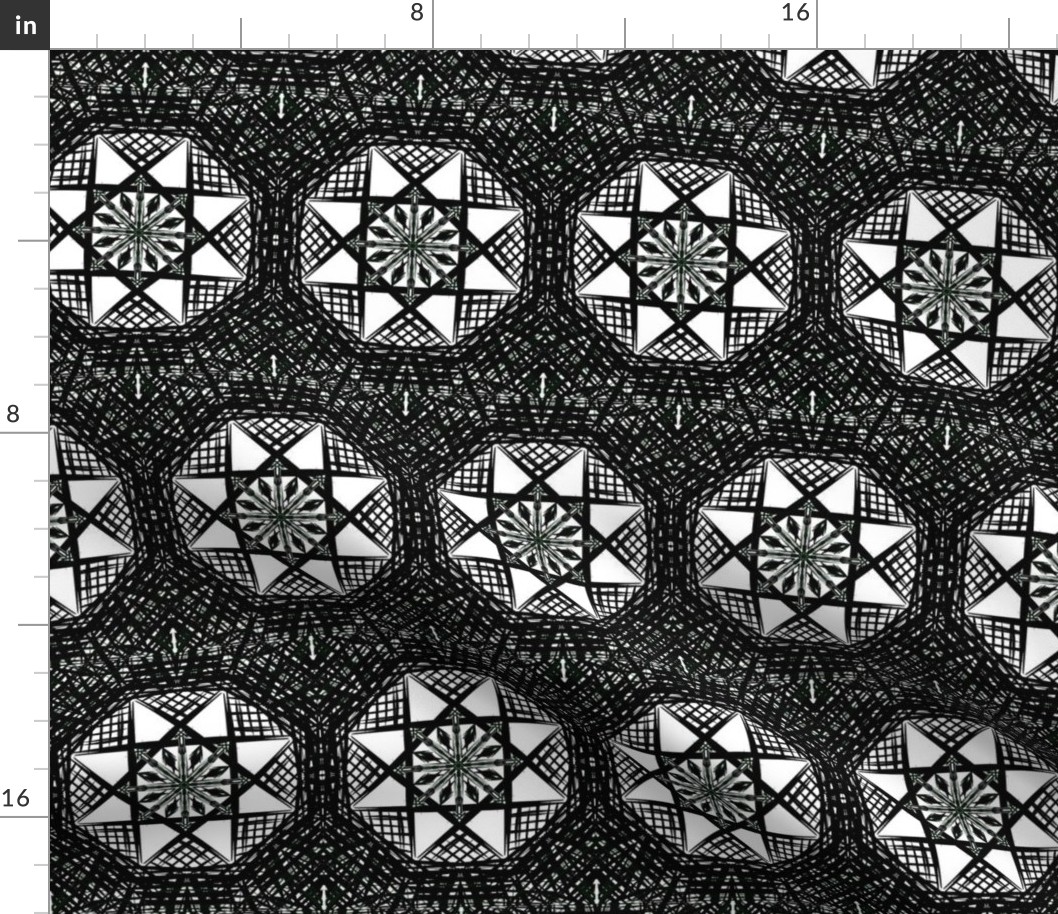 Fishnet Patchwork Stars in Black and White- Large Scale