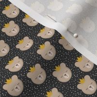 (3/4" scale)  bears with crowns - polka on grey C18BS