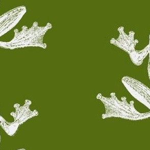 vintage frog illustration in deep green tea towel