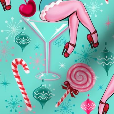 Large - Christmas Candy Martini Pinup Girls