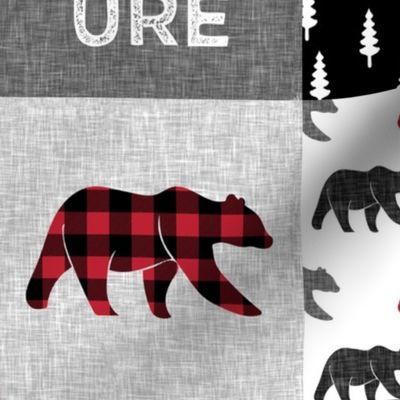 Adventure (bears) patchwork quilt top || buffalo plaid