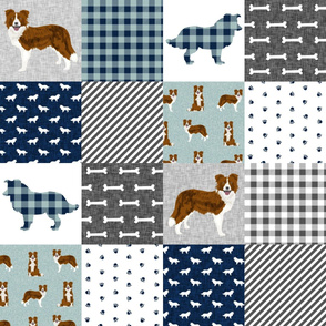 border collie cheater quilt fabric, dog quilt fabric, red border collie, cute border collie dog, dogs fabric, dog breeds fabric - pet quilt b