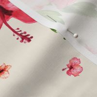 12" Hibiscus Waterfall // White Linen