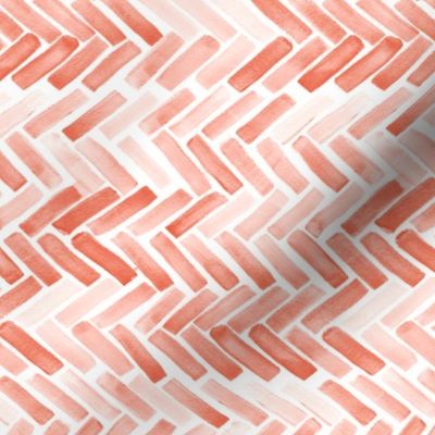 coral watercolor herringbone 90