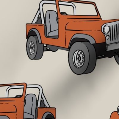 (jumbo scale) jeep - rust orange on beige C18BS