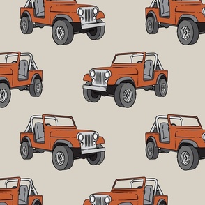 (jumbo scale) jeep - rust orange on beige C18BS