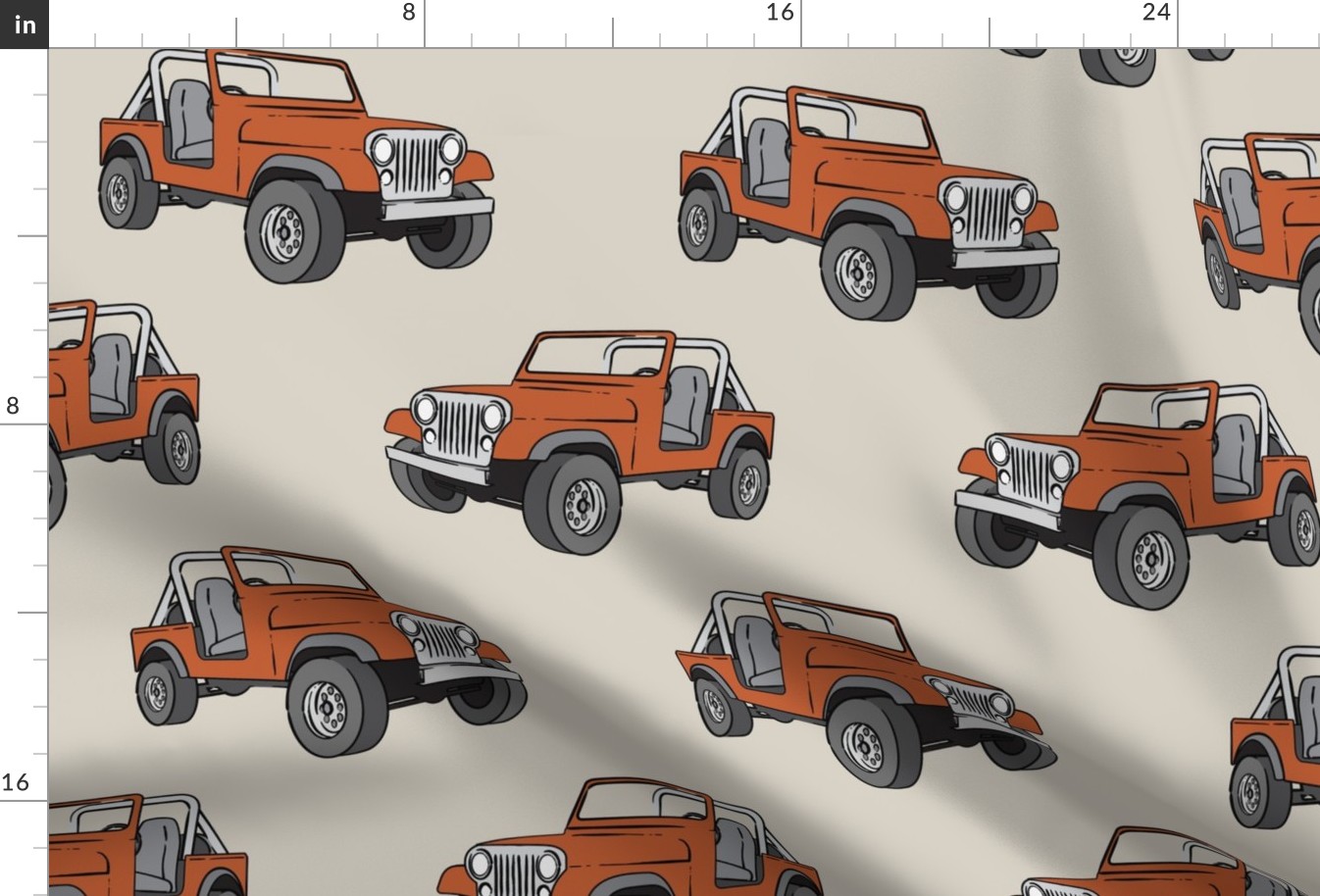 (jumbo scale) jeep - rust orange on beige C18BS