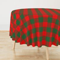 Jumbo Holly Red and Evergreen Green Christmas Country Cabin Buffalo Check