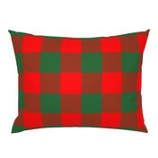 Jumbo Holly Red and Evergreen Green Christmas Country Cabin Buffalo Check