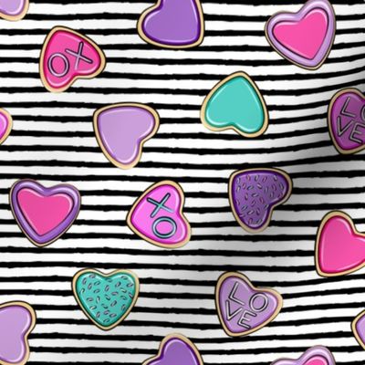 heart sugar cookies - valentines - black stripe