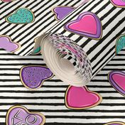 heart sugar cookies - valentines - black stripe
