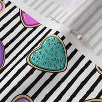 heart sugar cookies - valentines - black stripe