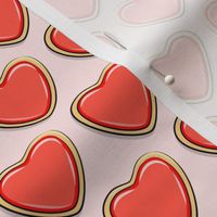 heart sugar cookies - valentines - red on pink