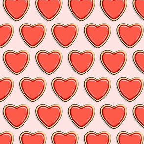 heart sugar cookies - valentines - red on pink