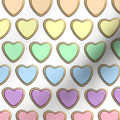 heart sugar cookies - valentines - rainbow