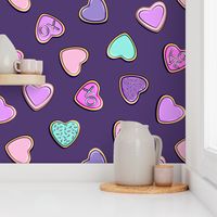 heart sugar cookies - valentines - purple